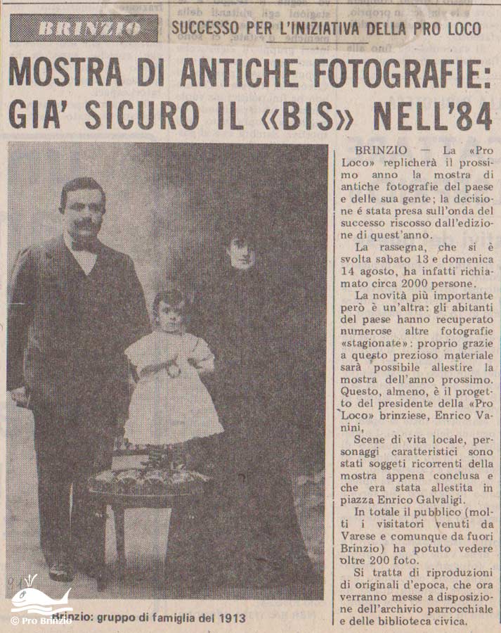 Article from the "La Prealpina" newspaper published on August 20 1983